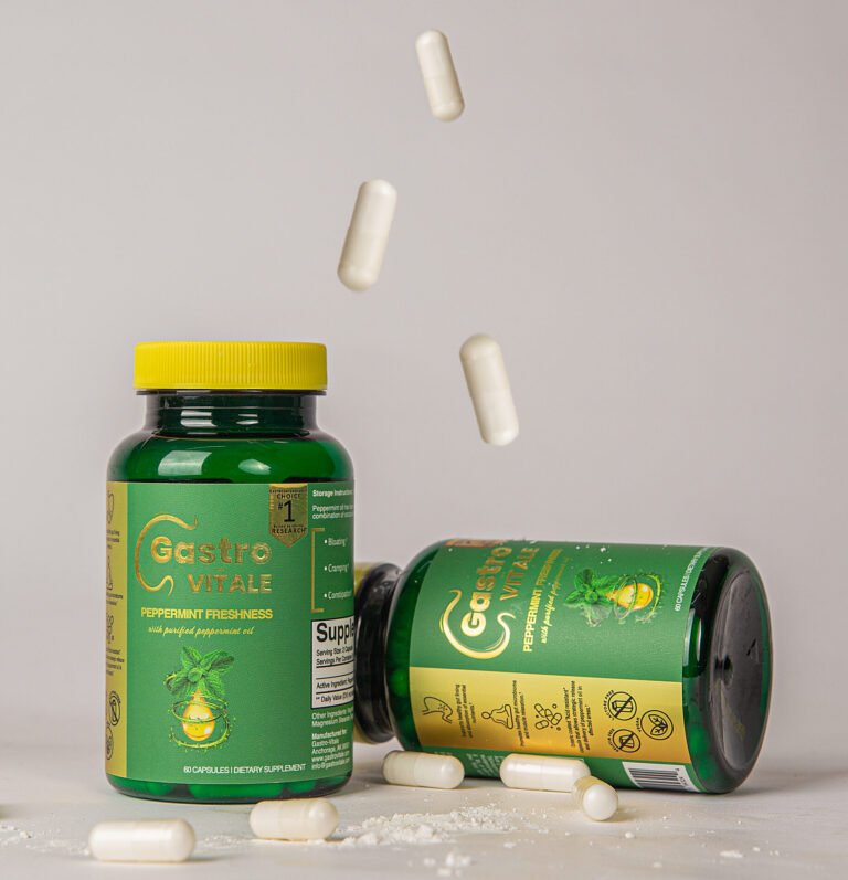 Gastro Vitale Enteric Coated Peppermint Oil Capsule relief Supplement nautral remedy for bloating, gas, constipation, diarrhea, abdominal pain Suitable for vegans, vegetarians, and those with allergy to Alpha-Gal and dairy. Probiotic Alternative glp-1 medication