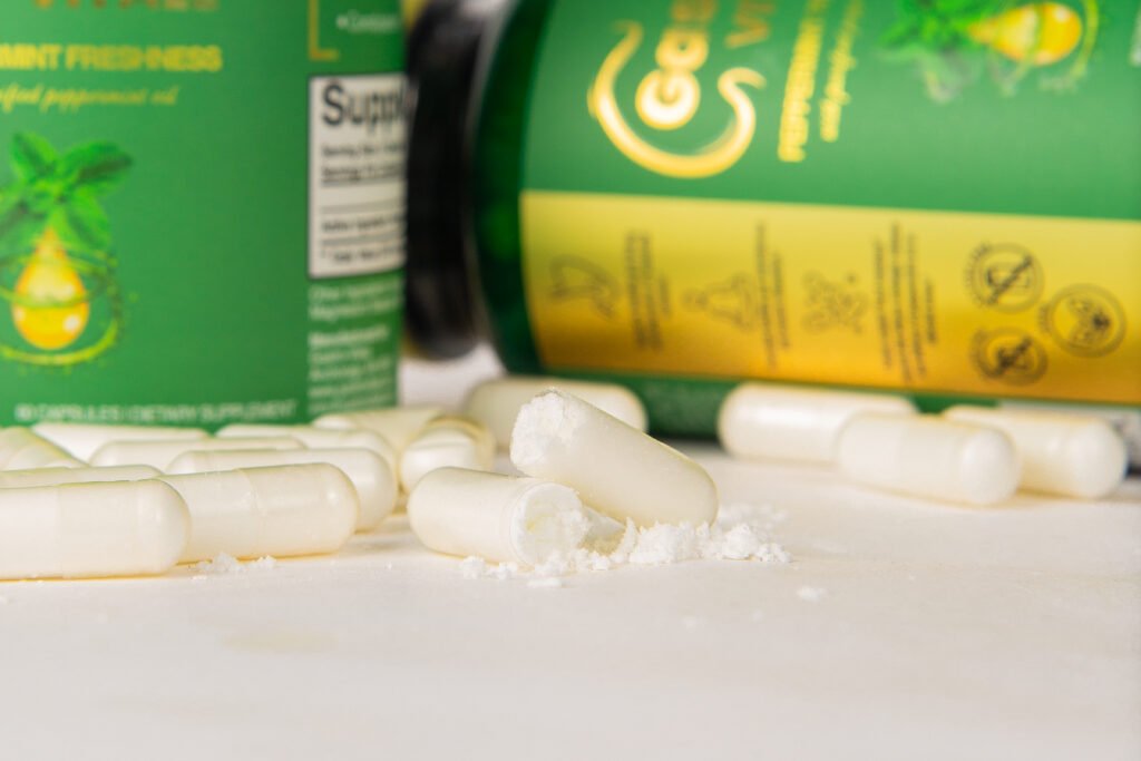 Gastro Vitale Pure Peppermint Oil Capsules for relief from gas, bloating, IBS and Abdominal Pain